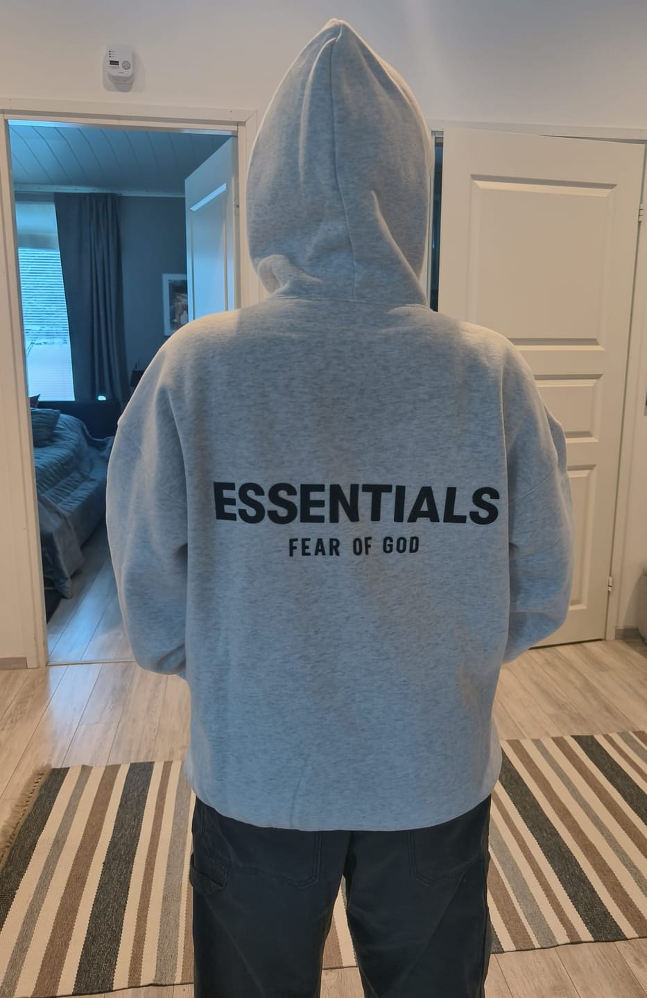 Customer photo review of Fear of God Essentials Hoodie 'Light Oatmeal'