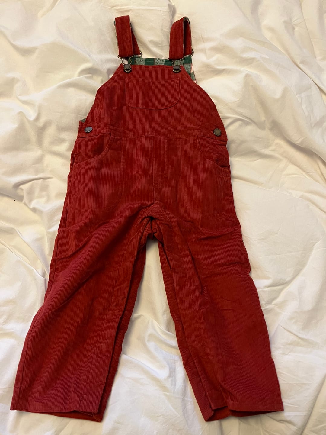 Customer photo review of Hazelnut Lined Corduroy Dungarees