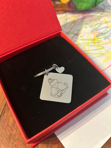 Customer photo review of Soulmate Custom Engraved Photo Keychain