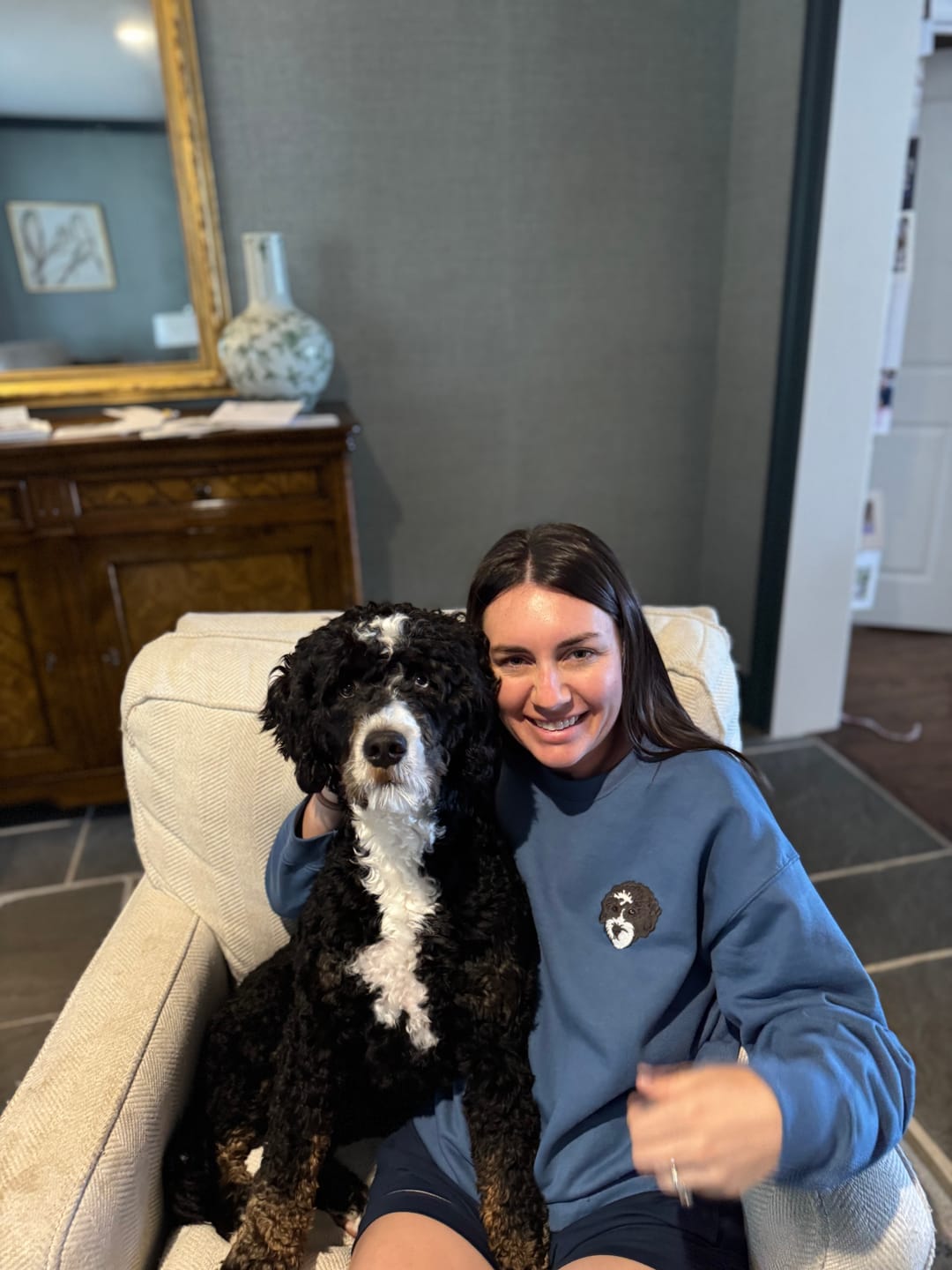 Customer photo review of Custom Embroidered Pet Crewneck