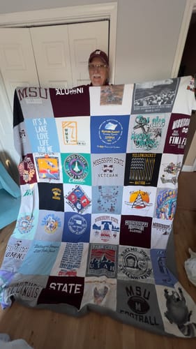 T-shirt quilt featuring mississippi state university football by Kathleen from MS