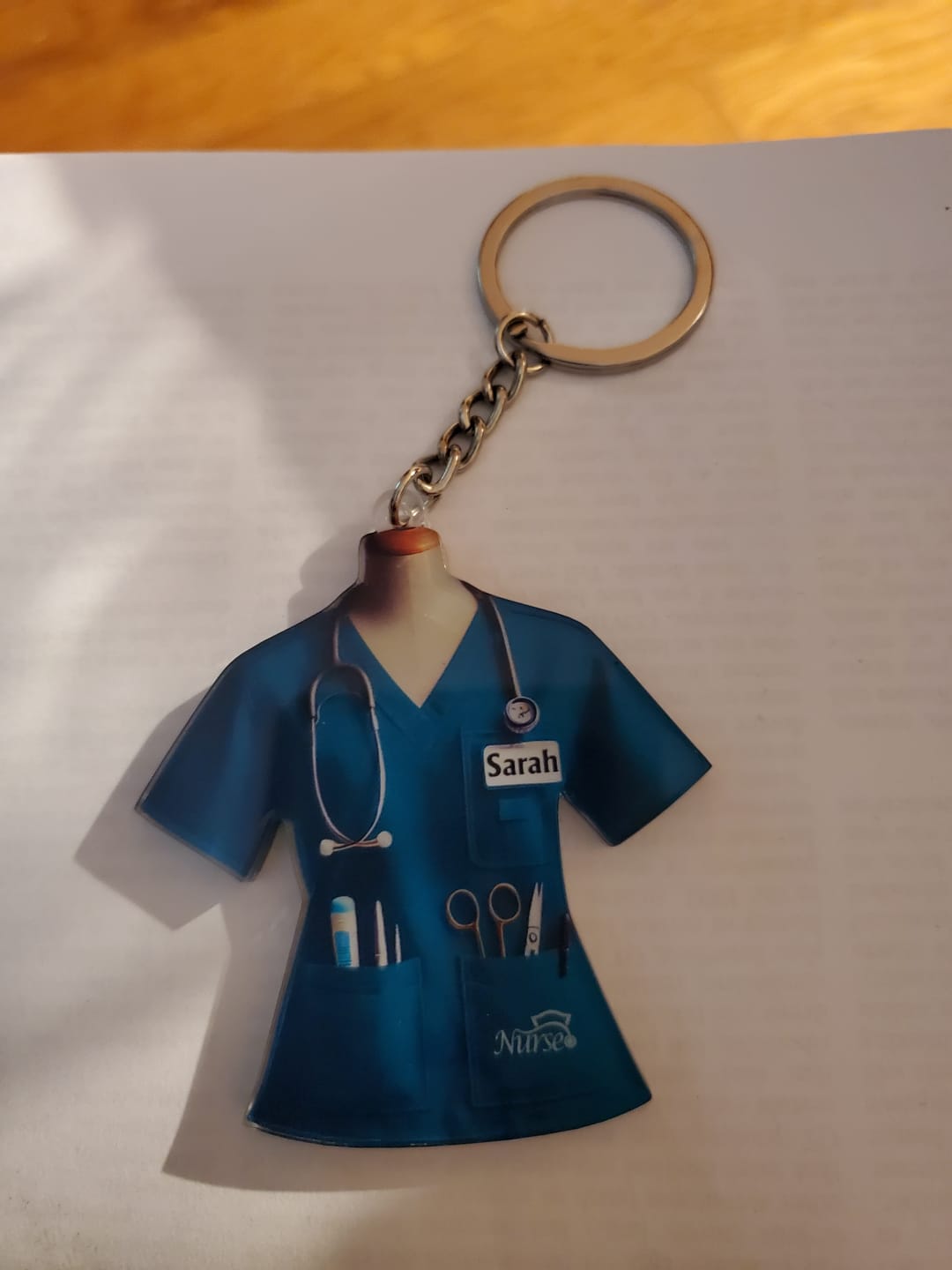 Customer photo review of Nurse Uniform Custom Name Personalized Keychain