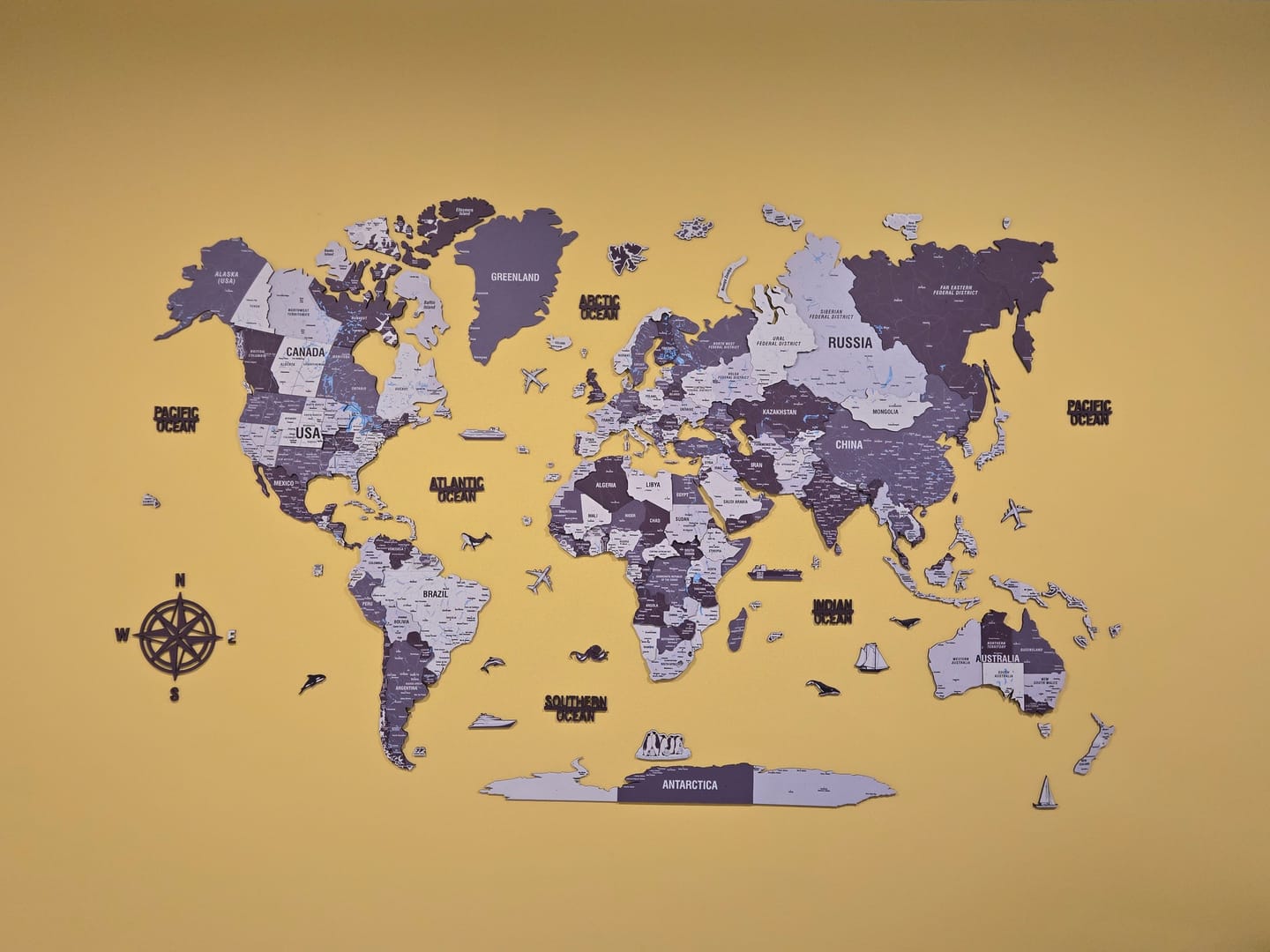 Customer photo review of Wooden World Map for Wall - 3D Art & Vibrant Colors (Nimbus)