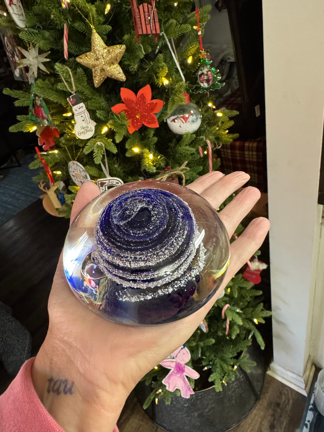 Customer photo review of Swirl Paperweight with Cremation Ash