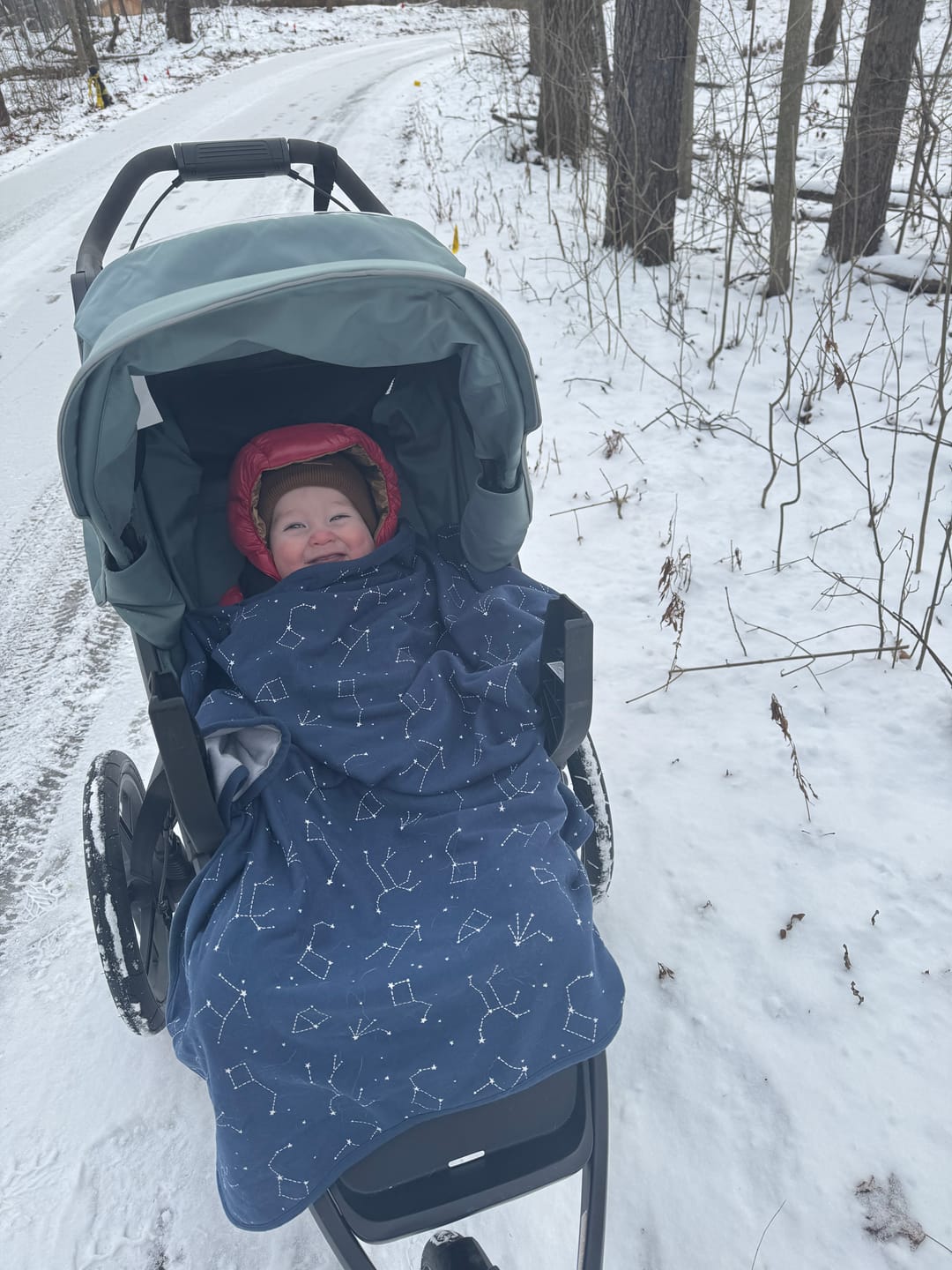 Customer photo review of 4 Season® Stroller Merino Wool & Organic Cotton Baby Blanket, 40" x 31.5", Night Sky™