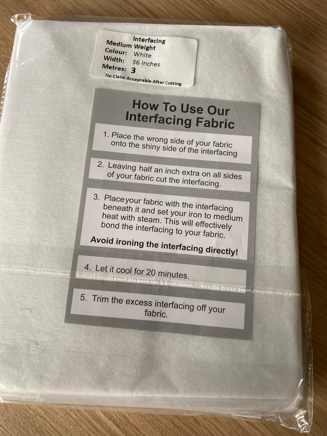 Customer photo review of Iron on Interfacing - Medium Weight - 90p per metre!