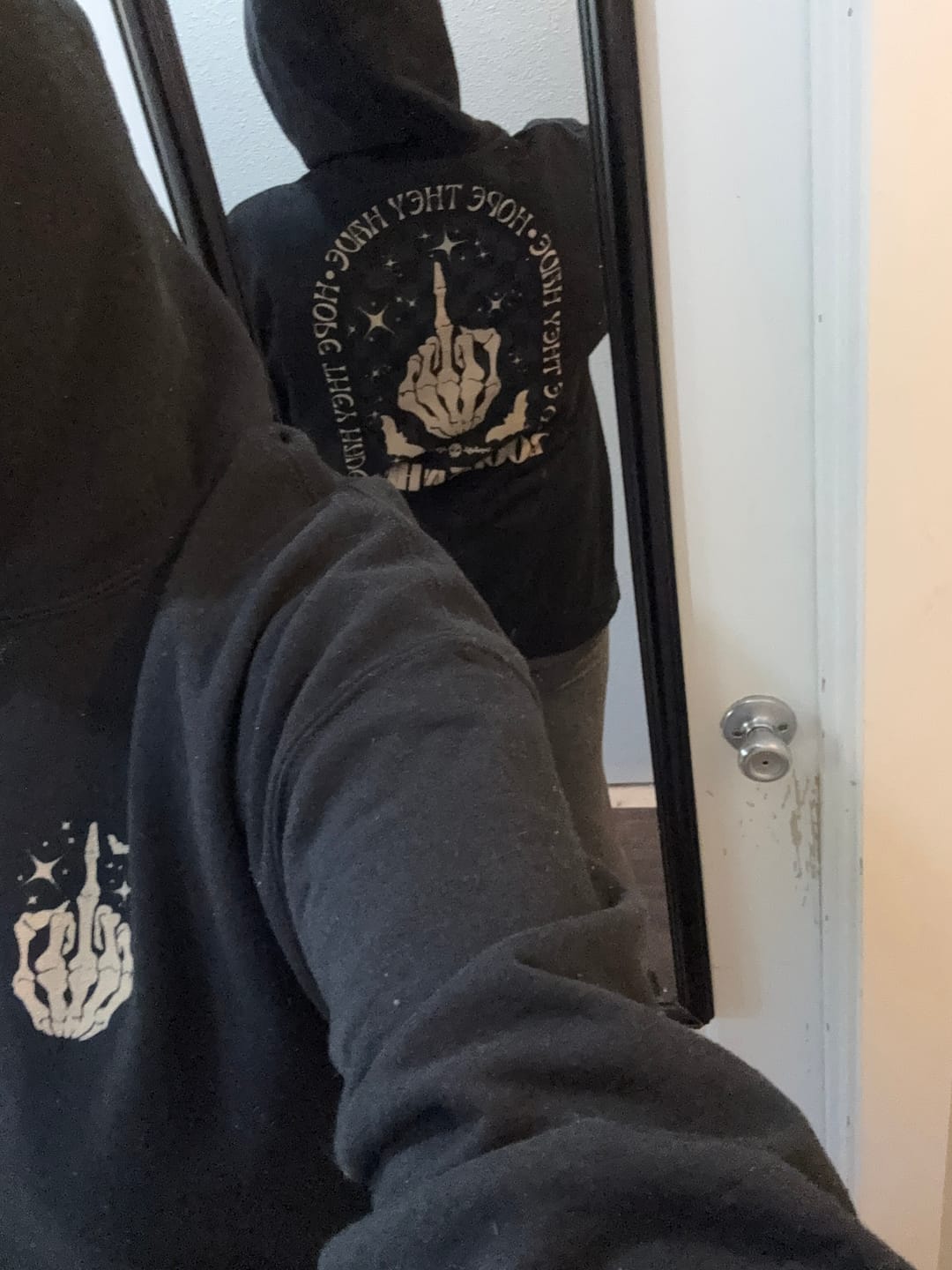 Customer photo review of hope they have books in hell hoodie