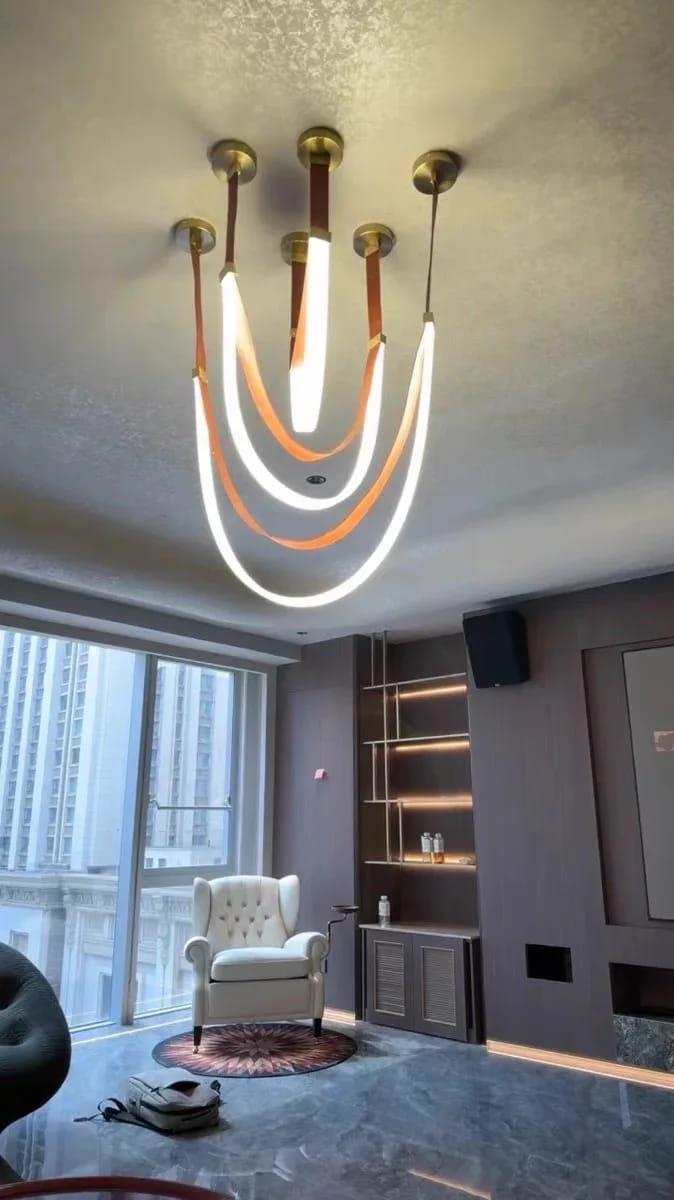 Customer photo review of Gale Leather Belt Chandelier