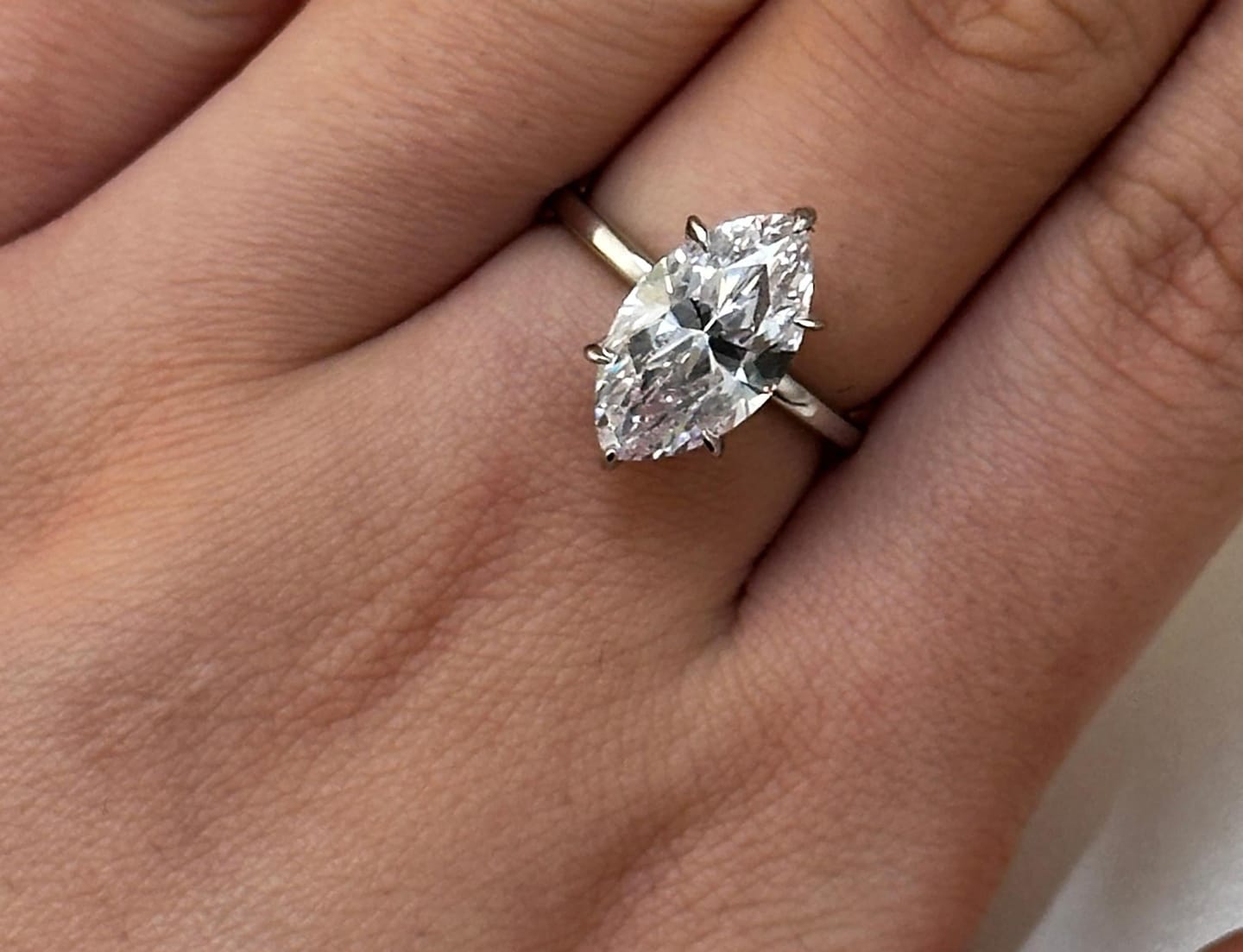 Customer photo review of Louily Fashion Marquise Cut Women's Engagement Ring In Sterling Silver