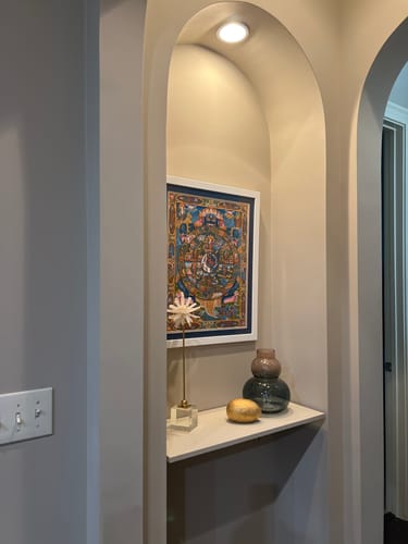 Customer photo review of Arched Shelf Bracket - Brass Antique