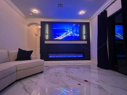 Customer photo review of HOMREST 100 Inch Wall Hanging Electric Fireplace with 9 Insert LED Light Colors