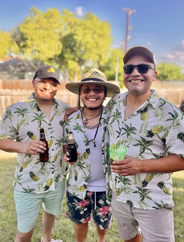 Customer photo review of Men's Hawaii Floral Pineapple Tropical Fruit Printed Cotton Shirt