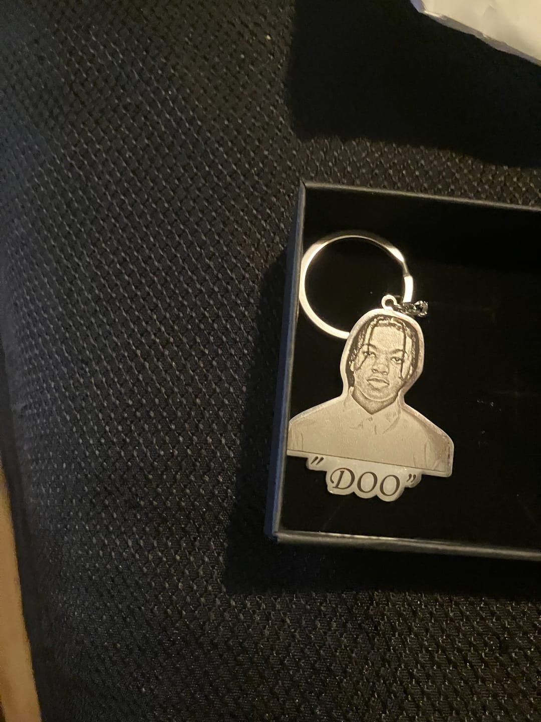 Customer photo review of Custom Photo Engraved Keychain