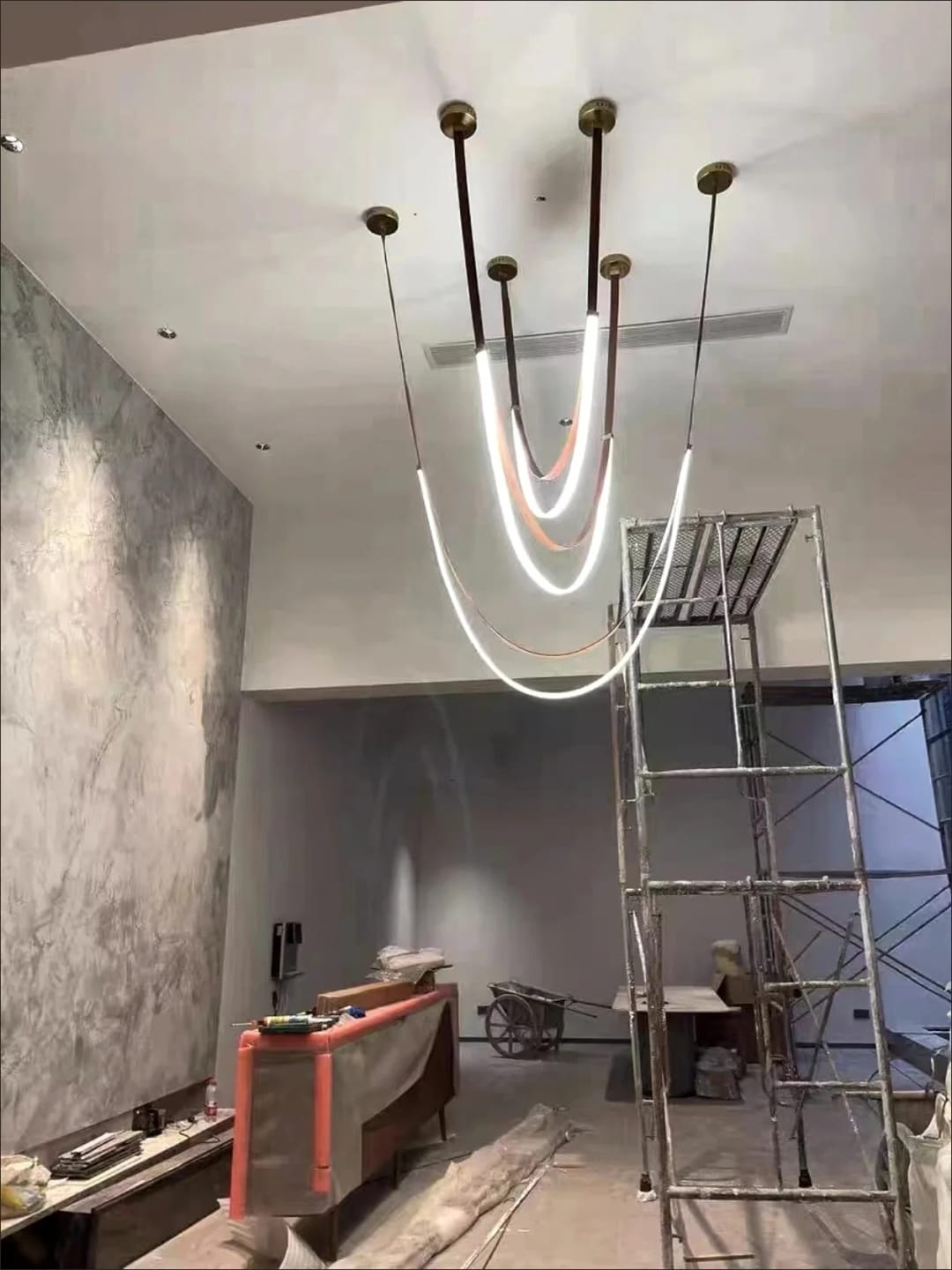 Customer photo review of Gale Leather Belt Chandelier