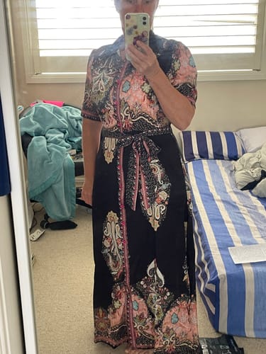 Customer photo review of Gidget Embroidered Print Dress in Black-New arrival