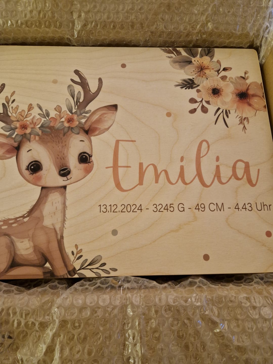 Customer photo review of Personalisierte Erinnerungskiste Baby Reh