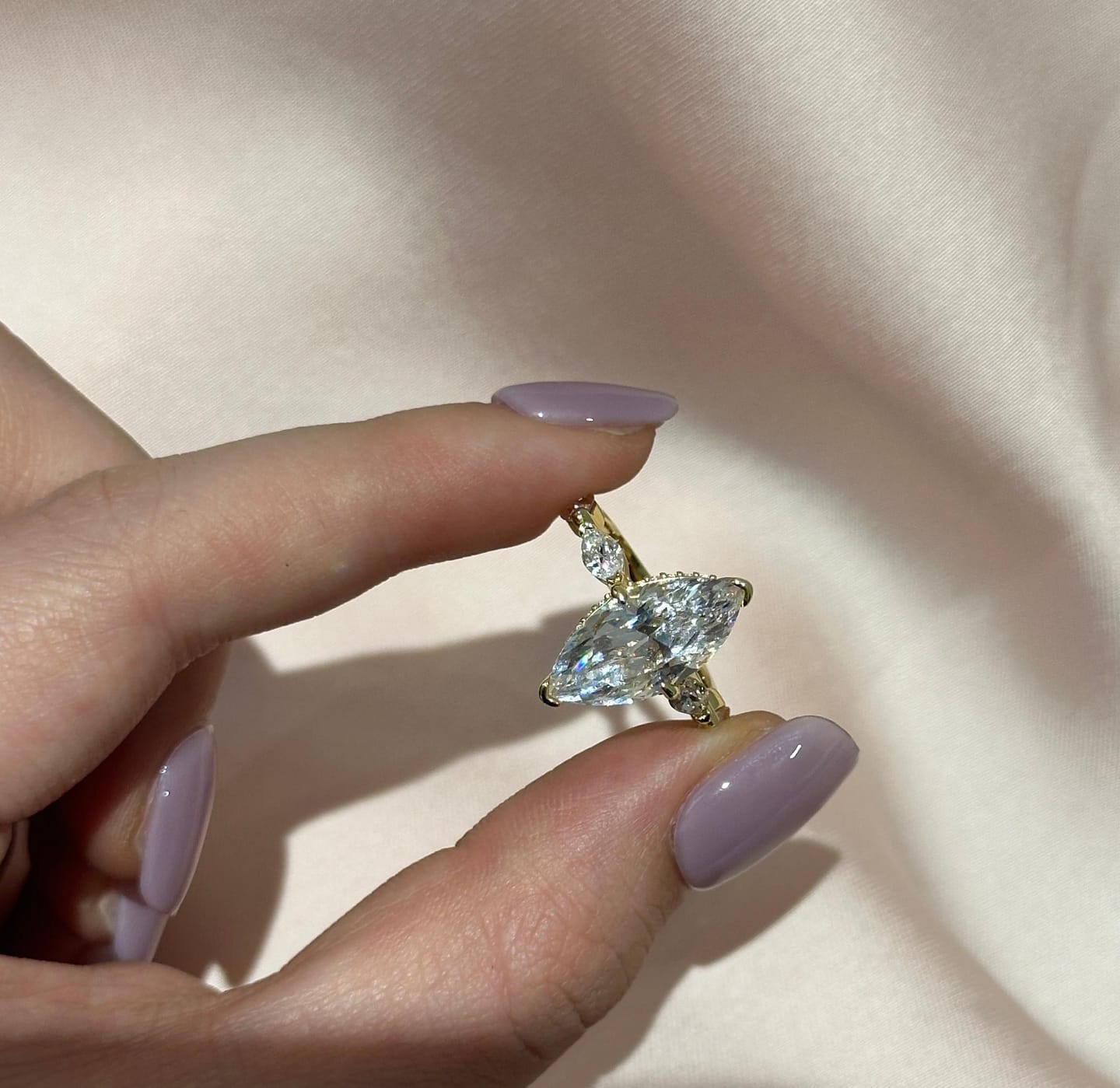 Customer photo review of Louily Marquise Cut Engagement Ring For Women In Sterling Silver