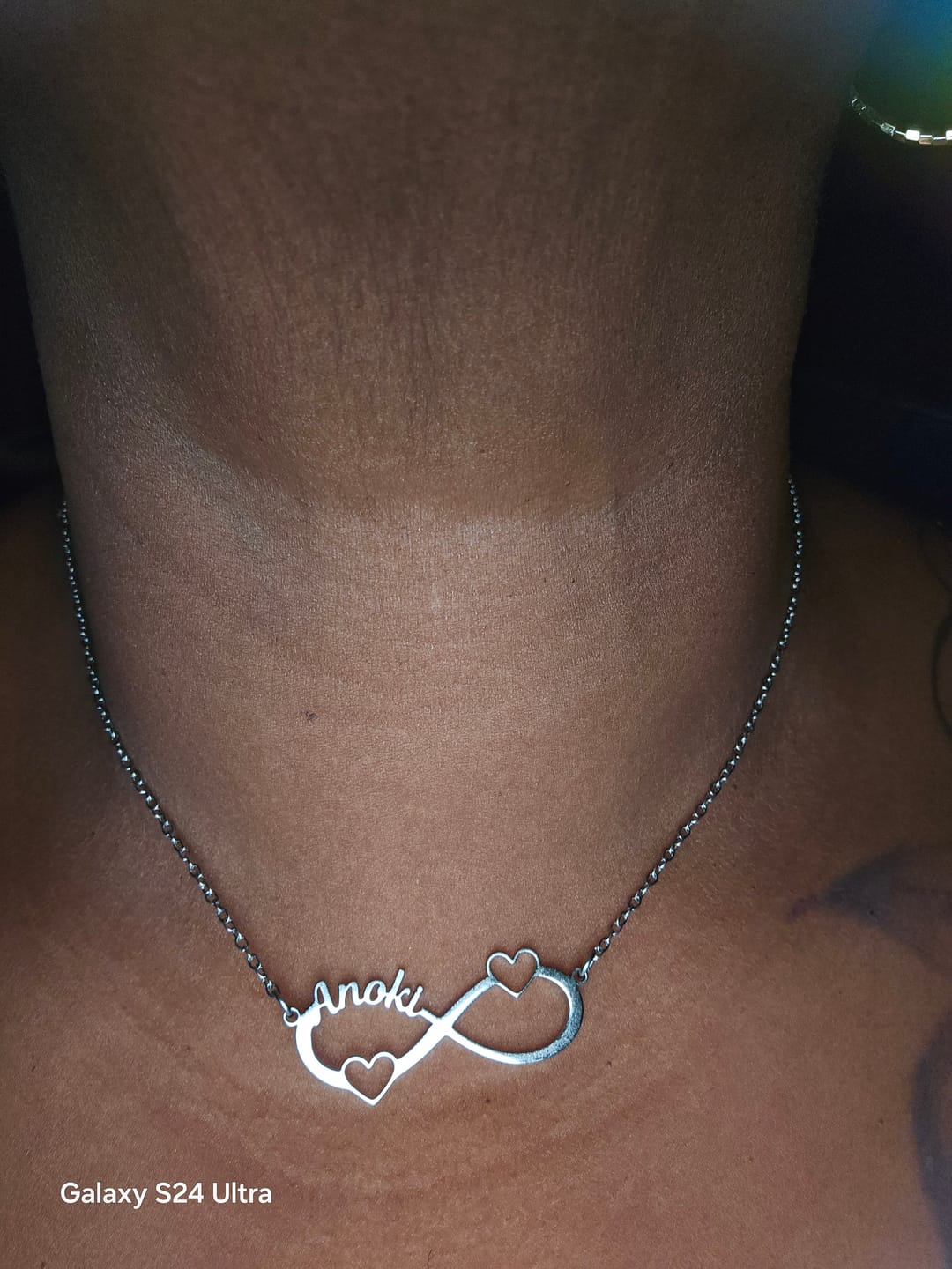 Customer photo review of Infinity Heart Name Necklace
