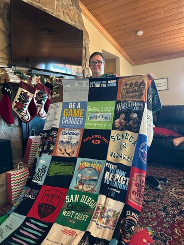 T-shirt quilt featuring seneca warriors by Christine from DE