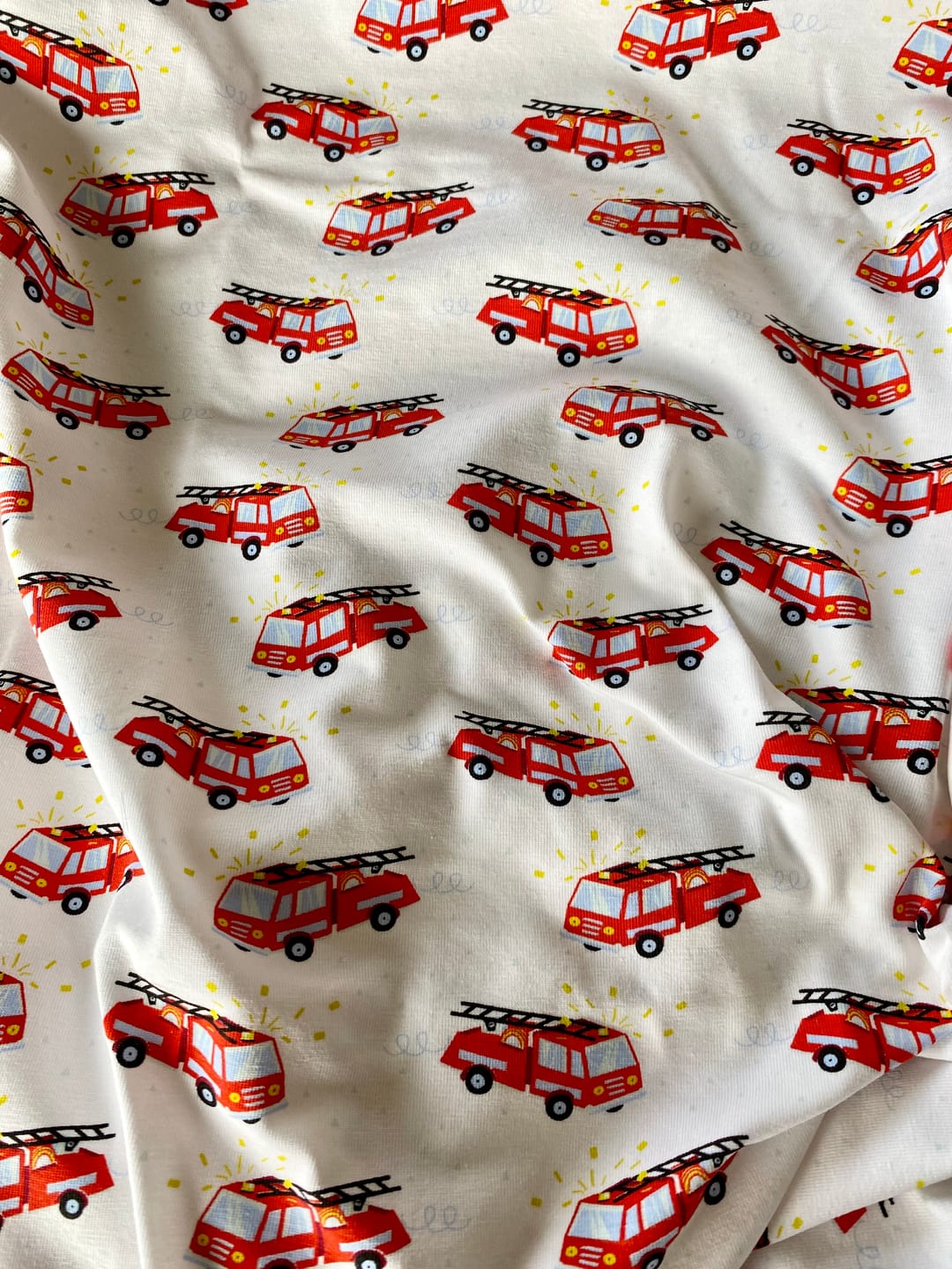 Customer photo review of Fire Engines Cotton Jersey Fabric