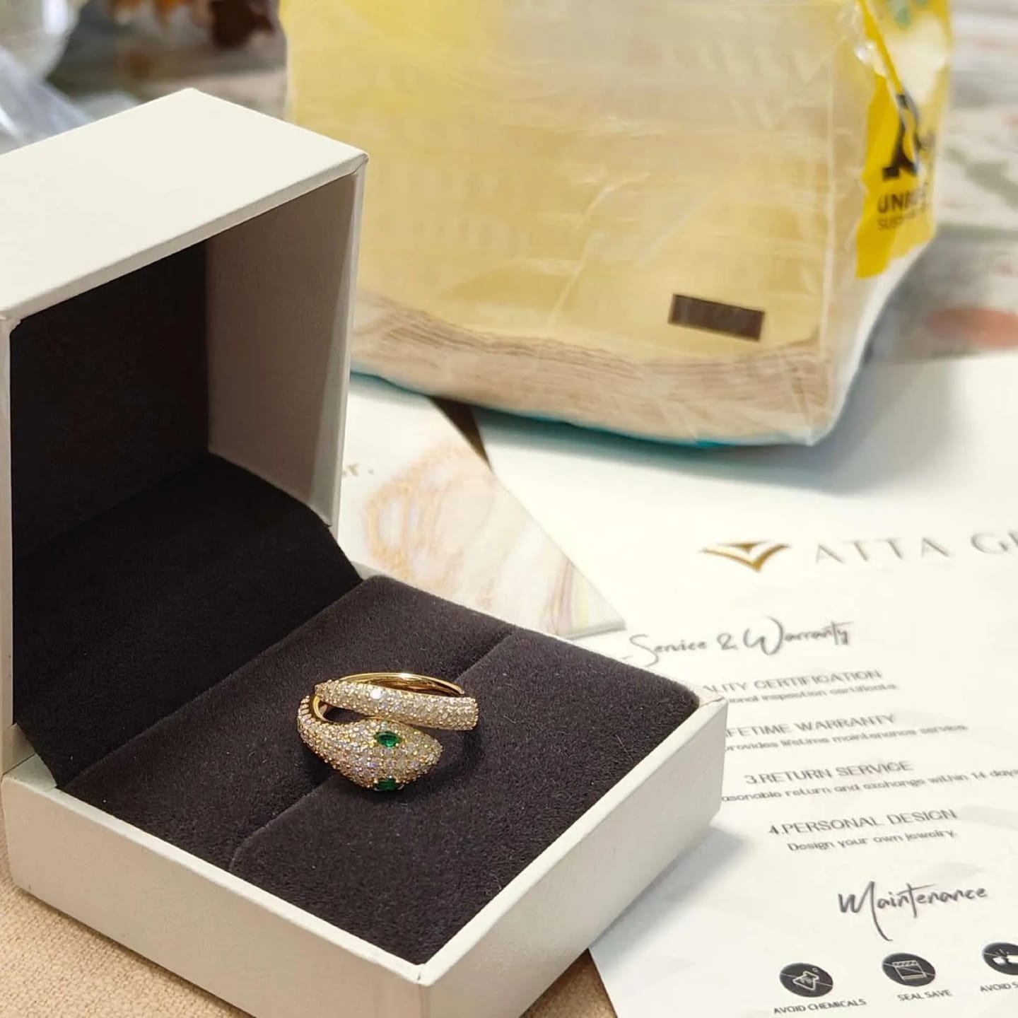 Customer photo review of ATTAGEMS Original Snake Moissanite Rings D VVS1 Lab Diamond for Women Men S925 Sterling Silver Engagement Party Jewelry Gift New