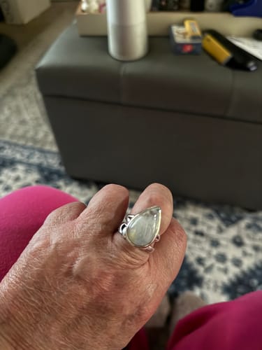 Customer photo review of Sterling Silver Teardrop Large Moonstone Ring