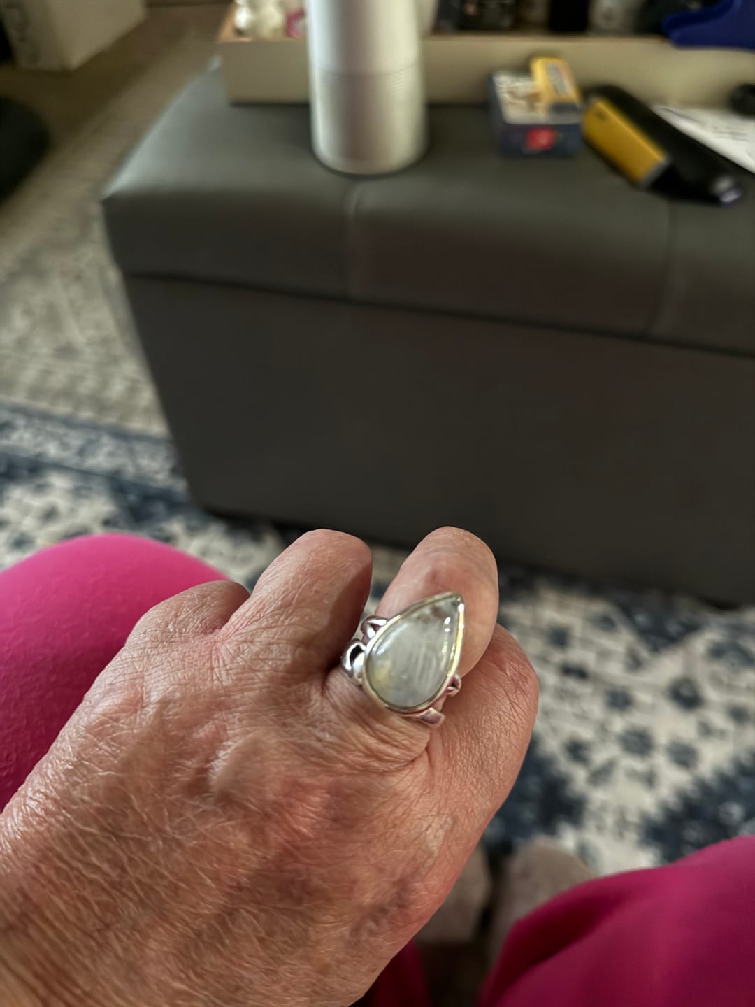 Customer photo review of Sterling Silver Teardrop Large Moonstone Ring