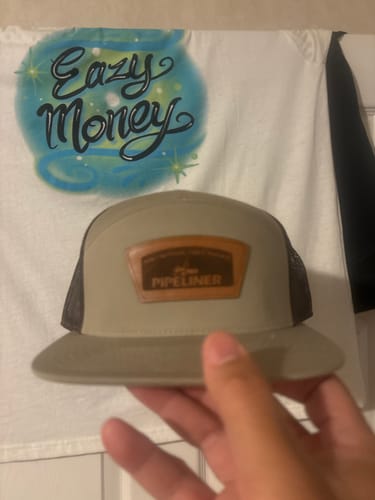 Customer photo review of Flat Bill Seven-Panel Leather Patch Hat - Richardson 168