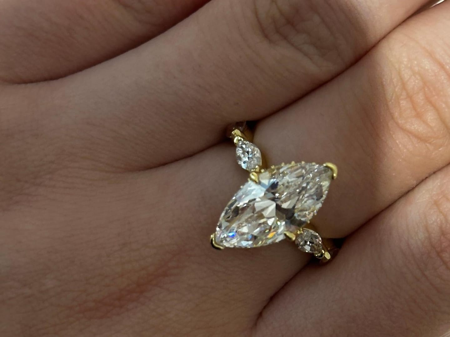 Customer photo review of Louily Marquise Cut Engagement Ring For Women In Sterling Silver