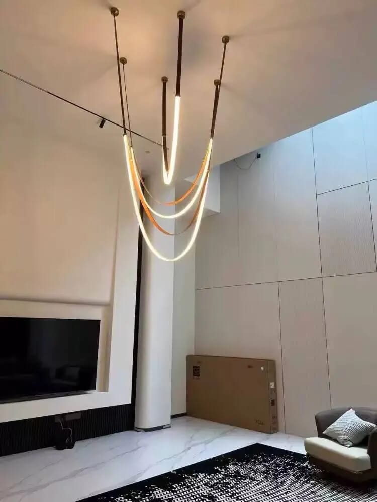 Customer photo review of Gale Leather Belt Chandelier
