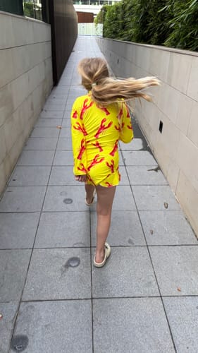 Customer photo review of Bright Lobster Girls Long Sleeve Zip Swimmers