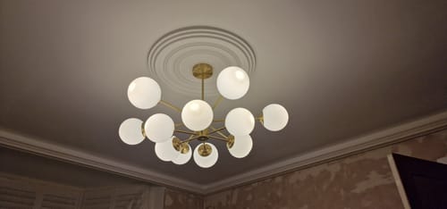 Customer photo review of 12-Light Two-tier Sputnik Opal Globe Chandelier