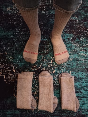 Customer photo review of Ballston Lightweight 81% Merino Wool All Season Crew Hiking Socks - 4 Pairs for Men and Women