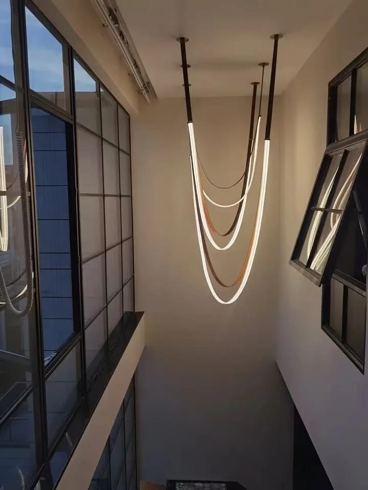 Customer photo review of Gale Leather Belt Chandelier