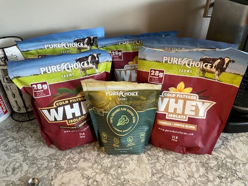 Customer photo review of Whey Protein Isolate with Organic Vanilla