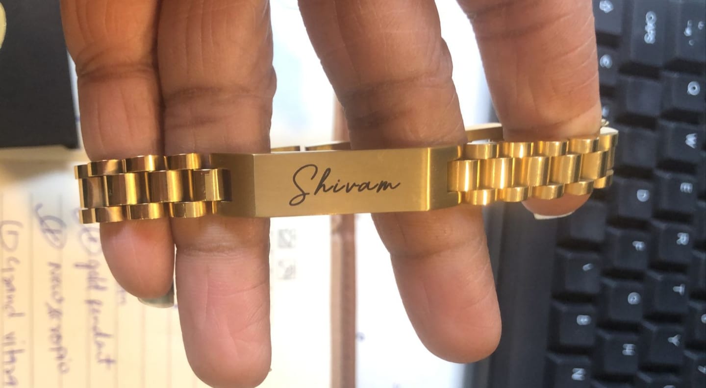 Customer photo review of Personalised Stark Bracelet