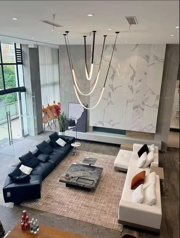 Customer photo review of Gale Leather Belt Chandelier