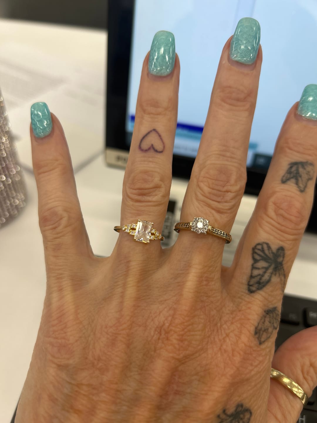 Customer photo review of The Iris Princess Sapphire Engagement Ring