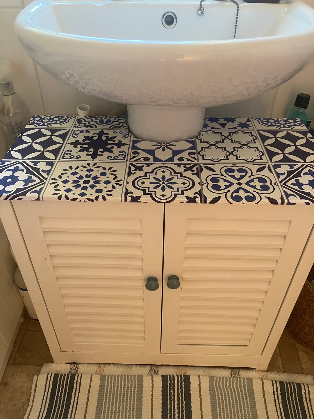 Customer photo review of Fresoms - Blue Spanish Tile Effect Vinyl Furniture Wrap