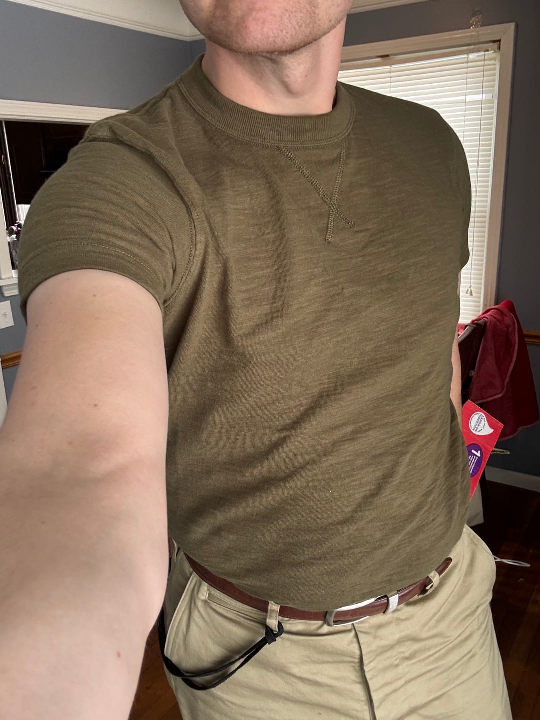 Customer photo review of 10.5 oz Cotton Tubular Gusset T-Shirt - Green