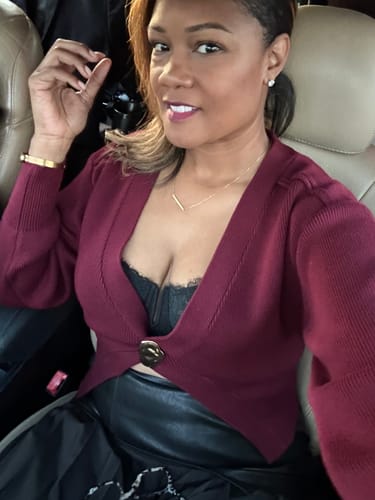 Customer photo review of V-Neck Knitted Cardigan