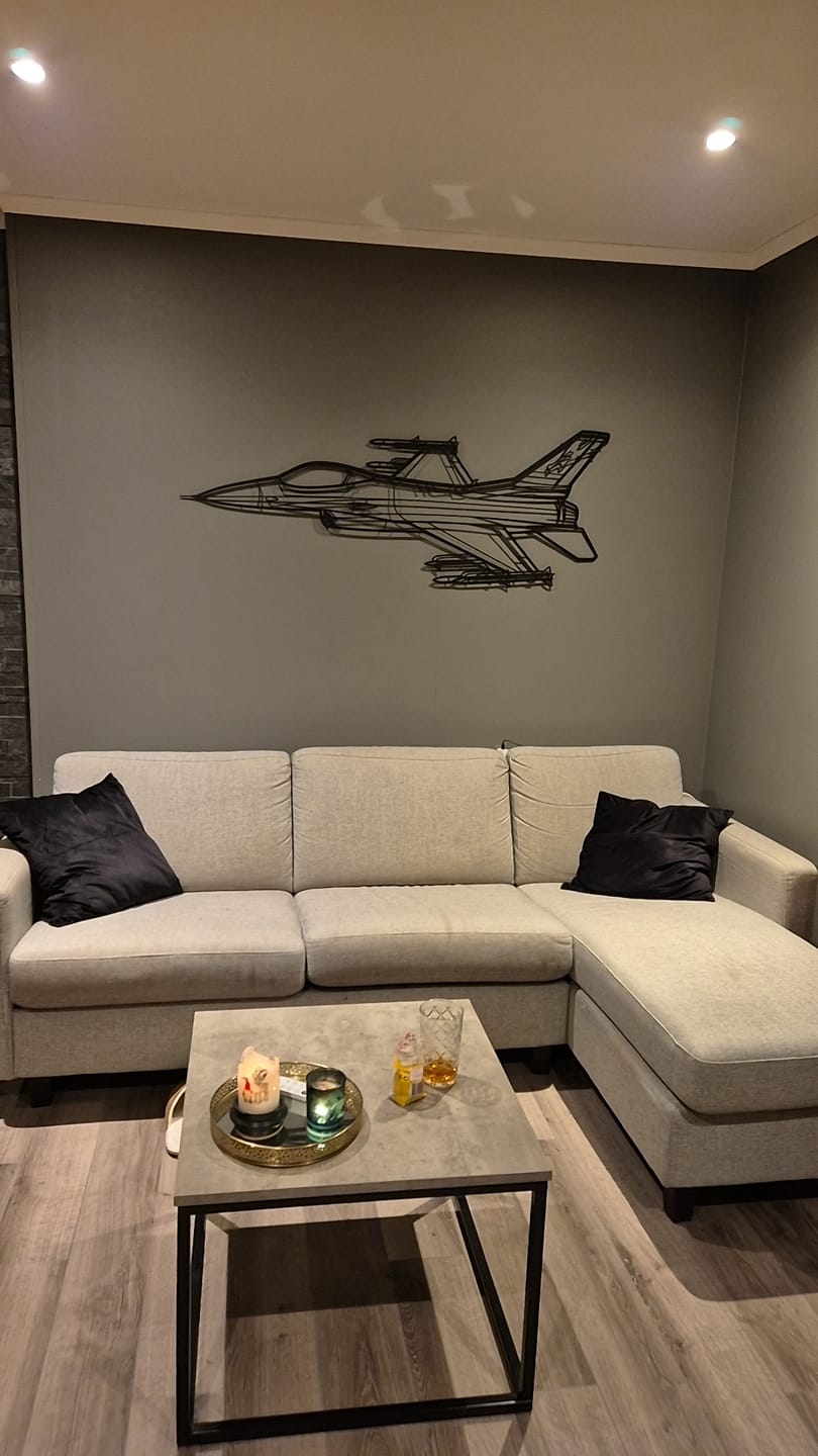 Customer photo review of F-16C Fighting Falcon Angle Silhouette Metal Wall Art