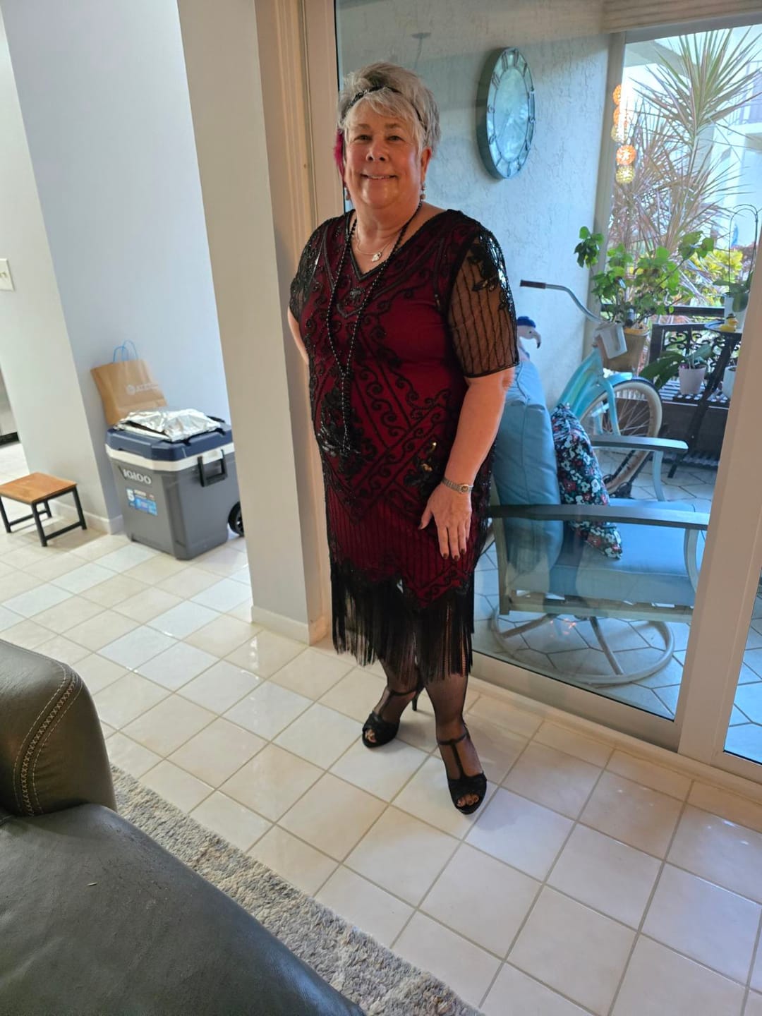 Customer photo review of 1920s Deco & Red Feather Flapper Headpiece