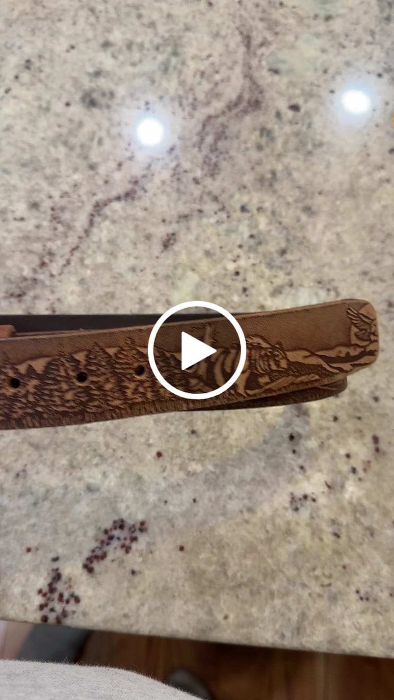 Customer video review of The Wildlife Belt - Cognac Embossed Full Grain Leather Belt Made in Canada