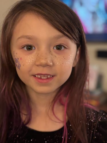 Customer photo review of Gold Glitter Freckles Makeup Patches