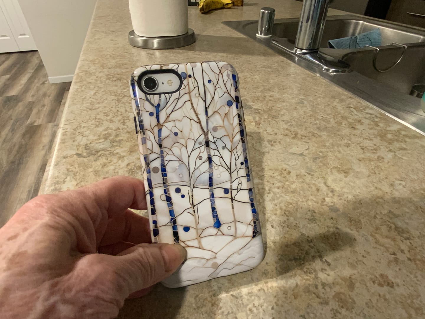 Customer photo review of Magical Winter Forest Stained Glass Design iPhone Case