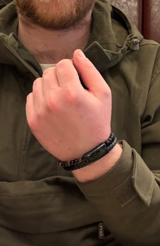 Customer photo review of Son/Soulmate Leather and Bead Bracelet - JWL Men's Bracelet