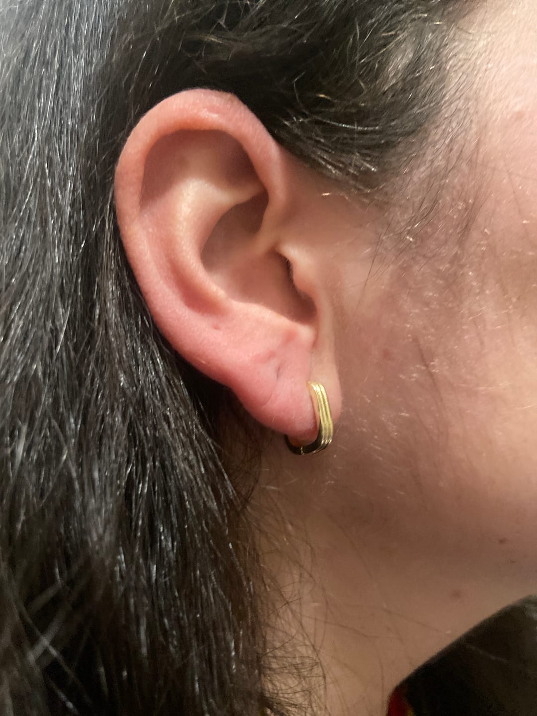 Customer photo review of Nica Gold Hoop Earrings