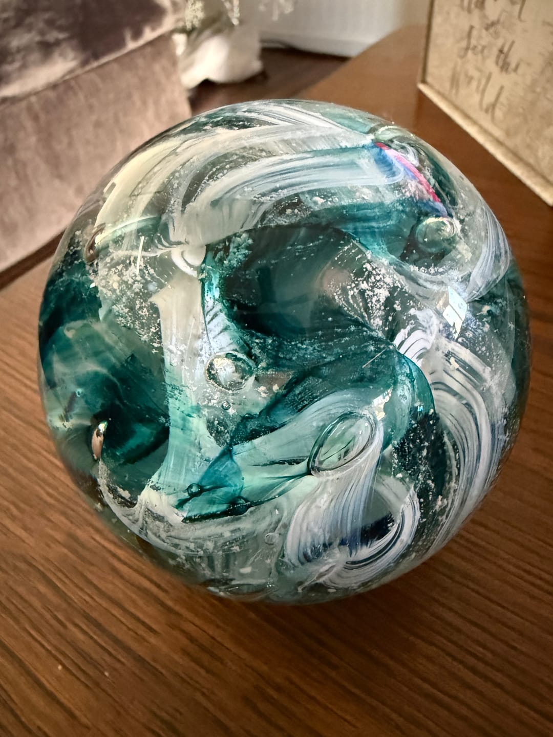 Customer photo review of Cotton Candy Orb with Infused Cremation Ashes