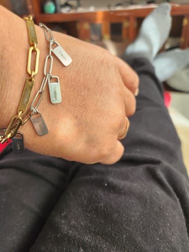 Customer photo review of Personalized Chain Link Bracelet with Custom Name Charms